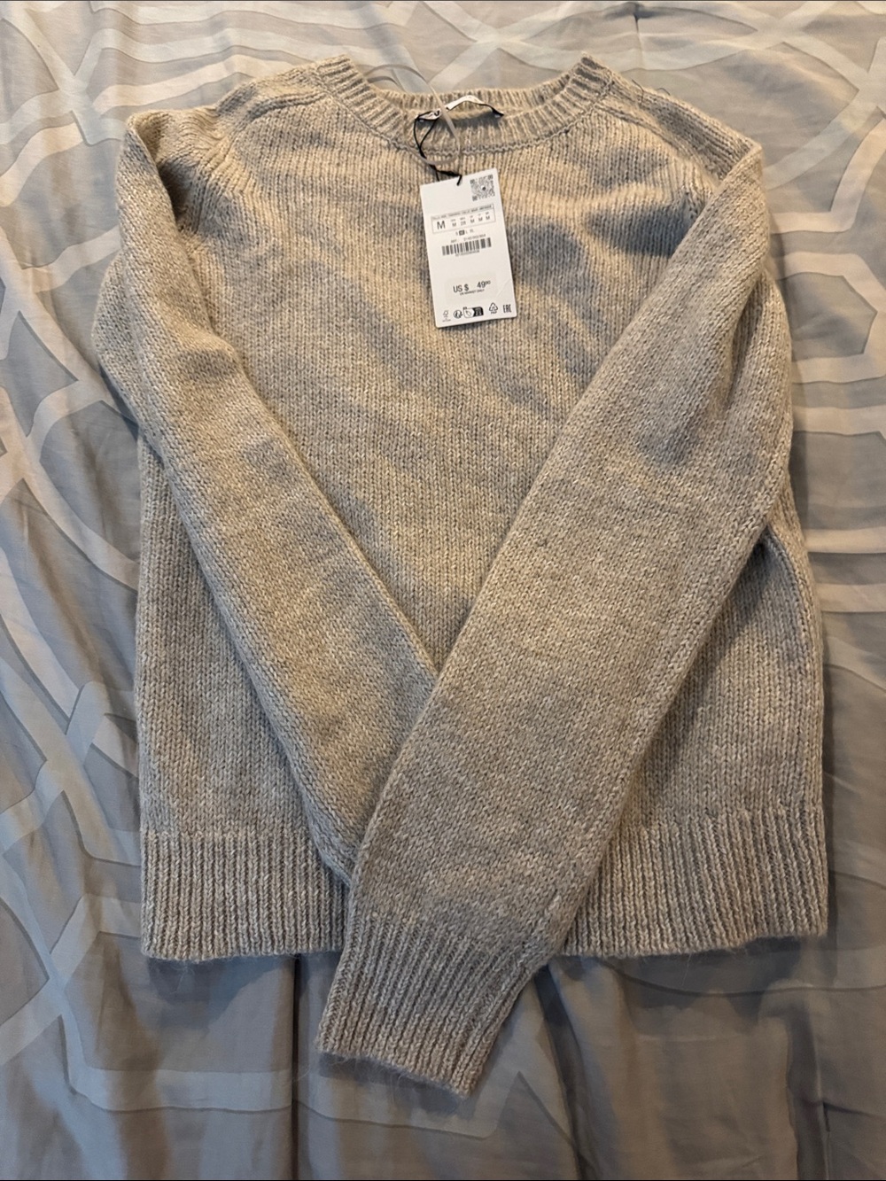 Zara Heather Gray Crewneck Sweater